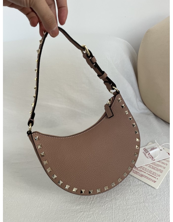 Mini Borsa Hobo Rockstud In Vitello Granato VALENTINO