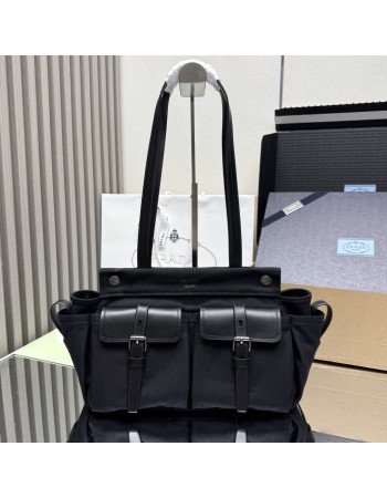 Borsa shopping Prada Route large in canvas e pelle PRADA