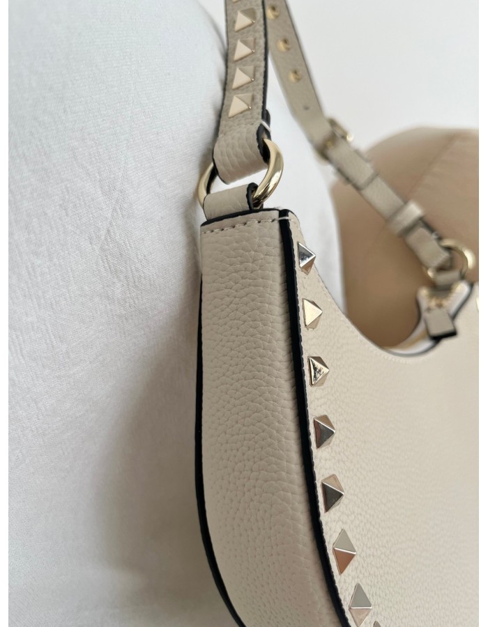 Mini Borsa Hobo Rockstud In Vitello Granato VALENTINO
