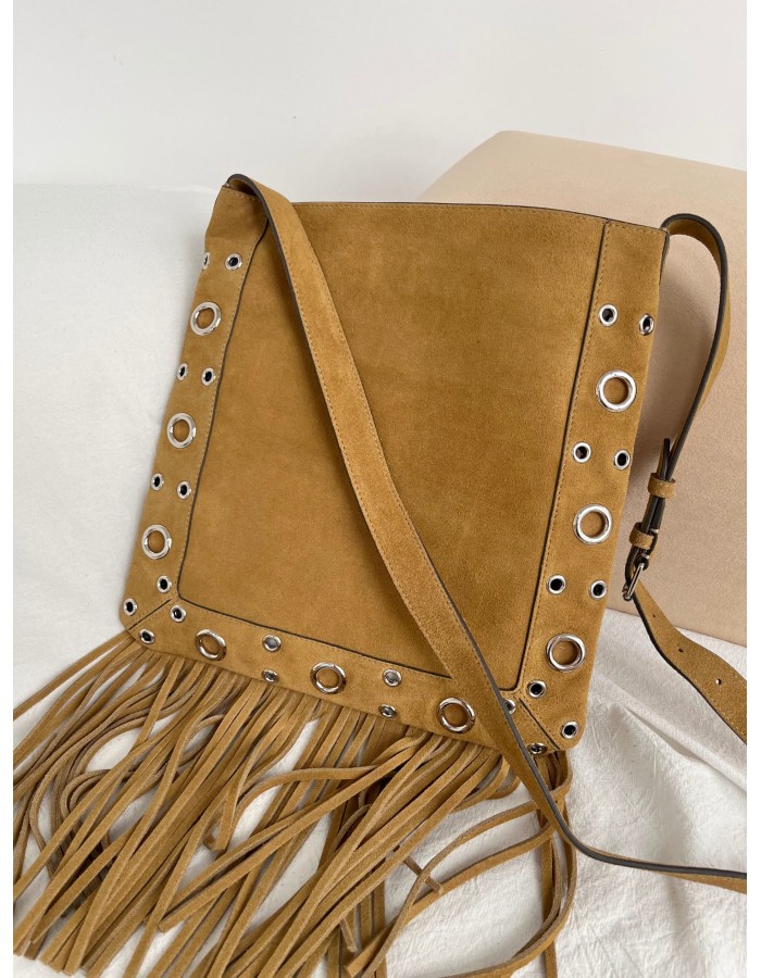 Borsa A Spalla Nellcôte In Suede Con Frange VALENTINO