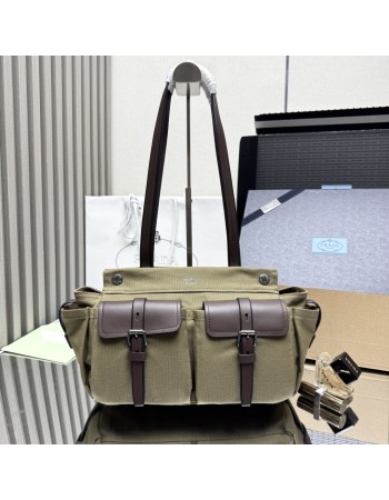 Borsa shopping Prada Route large in canvas e pelle PRADA