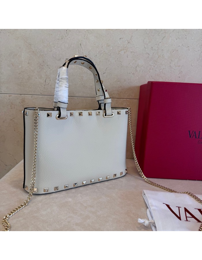 Mini Borsa Shopping Rockstud In Vitello Granato VALENTINO