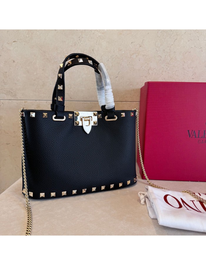 Mini Borsa Shopping Rockstud In Vitello Granato VALENTINO