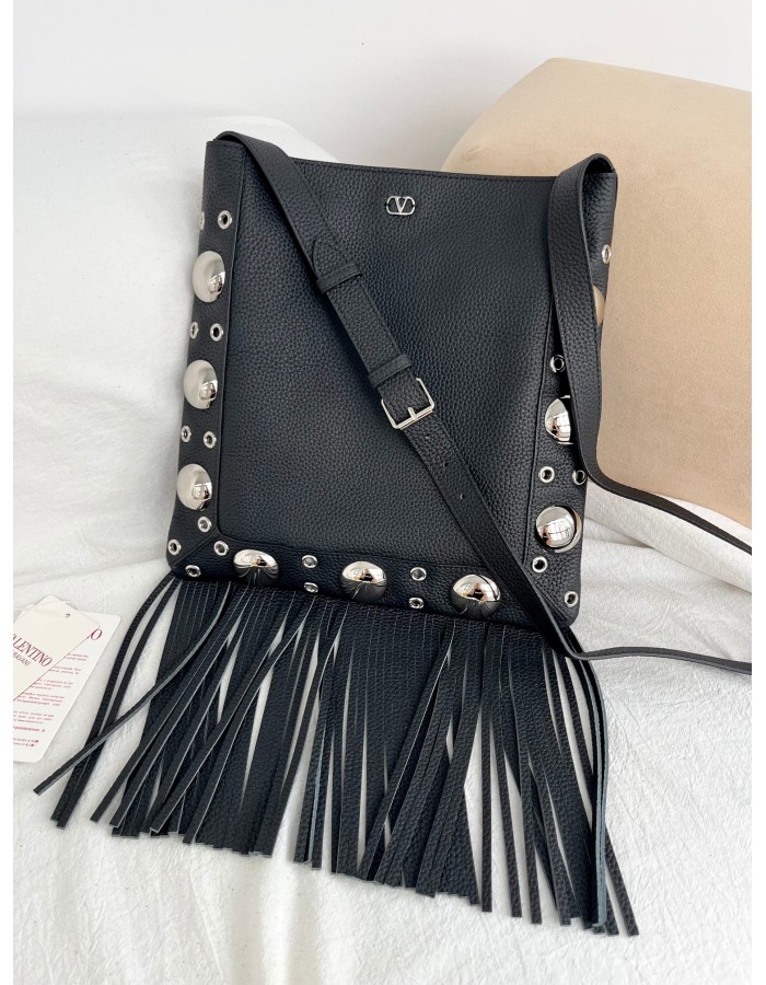 Borsa A Spalla Nellcôte In Pelle Con Frange VALENTINO