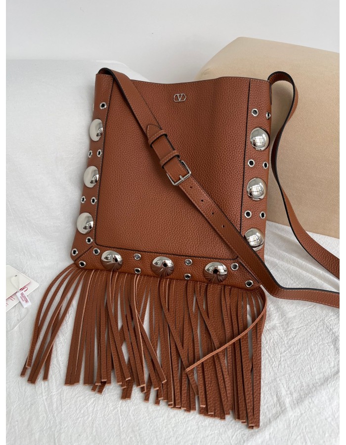 Borsa A Spalla Nellcôte In Pelle Con Frange VALENTINO