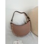 Mini Borsa Hobo Rockstud In Vitello Granato VALENTINO
