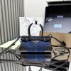 Borsa a mano Prada Bonnie small in denim e pelle PRADA