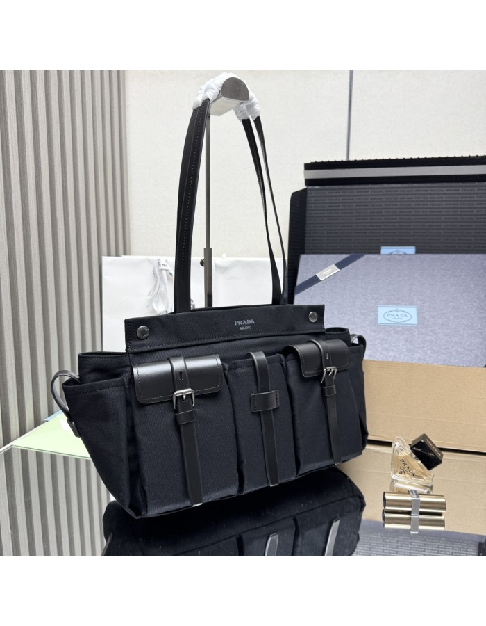 Borsa shopping Prada Route large in canvas e pelle PRADA