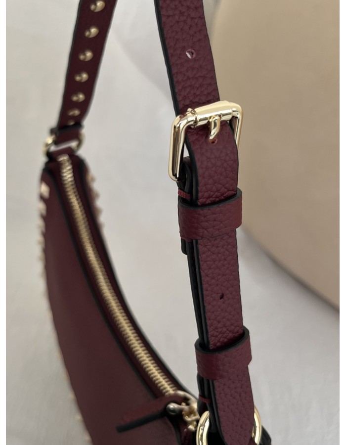 Mini Borsa Hobo Rockstud In Vitello Granato VALENTINO