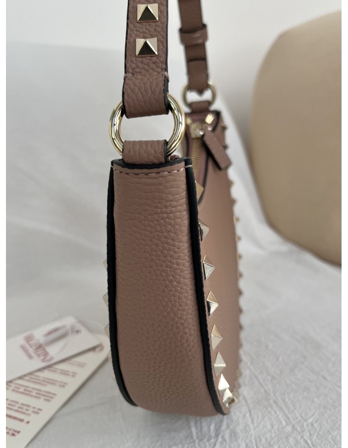 Mini Borsa Hobo Rockstud In Vitello Granato VALENTINO
