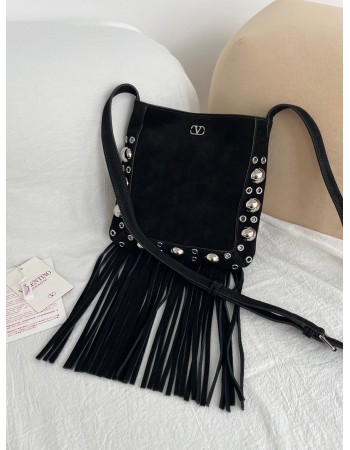 Borsa A Spalla Piccola  Nellcôte In Suede Con Frange VALENTINO