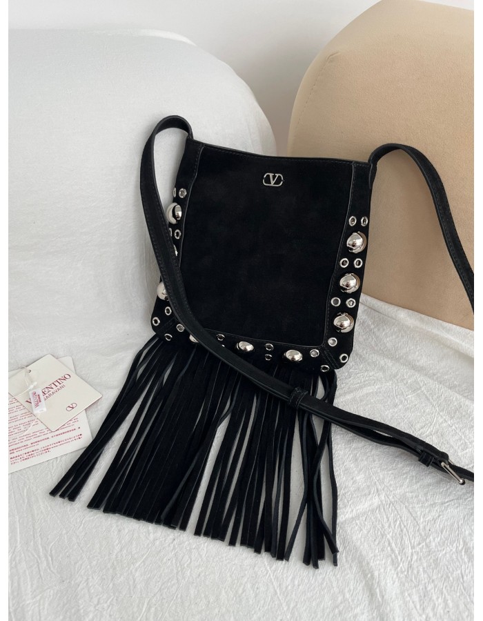 Borsa A Spalla Piccola  Nellcôte In Suede Con Frange VALENTINO