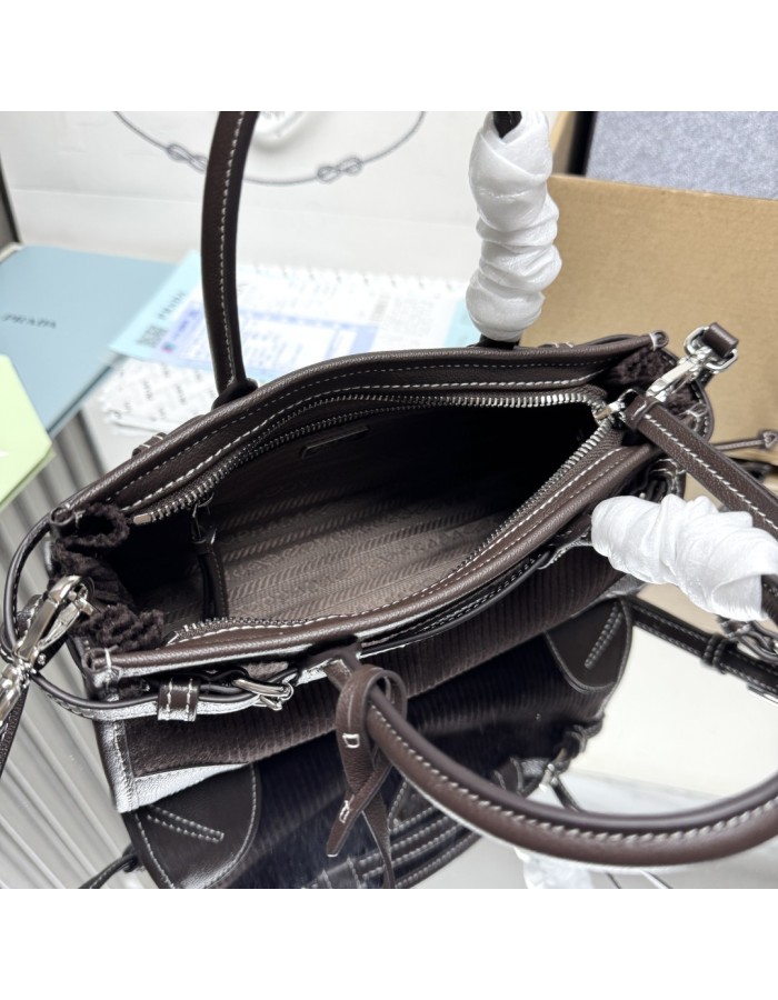 Borsa a mano Prada Bonnie small in velluto e pelle PRADA