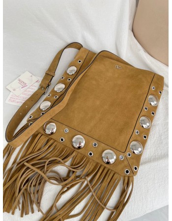 Borsa A Spalla Nellcôte In Suede Con Frange VALENTINO