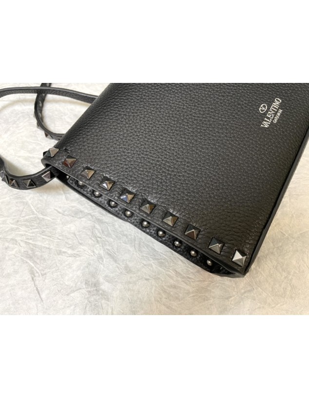 Borsa Piccola A Tracolla Rockstud In Vitello Granato VALENTINO