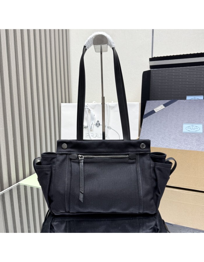 Borsa shopping Prada Route large in canvas e pelle PRADA
