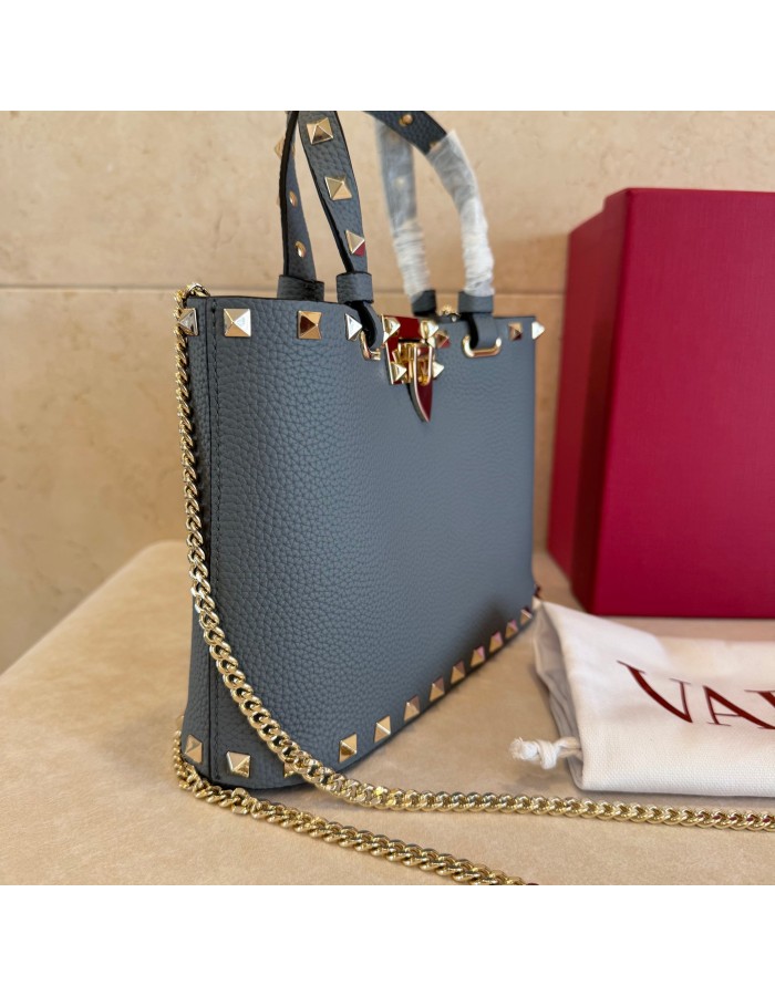 Mini Borsa Shopping Rockstud In Vitello Granato VALENTINO