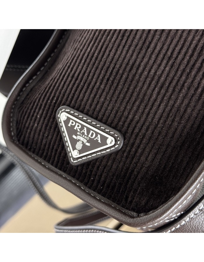 Borsa a mano Prada Bonnie large in velluto a coste e pelle PRADA