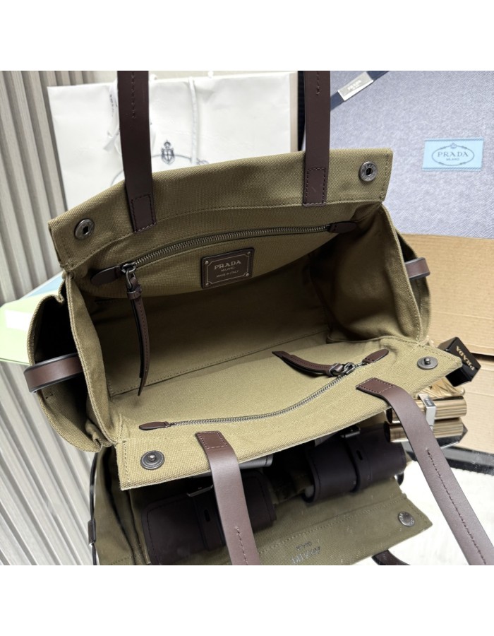 Borsa shopping Prada Route large in canvas e pelle PRADA