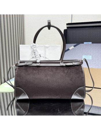 Borsa a mano Prada Bonnie large in velluto a coste e pelle PRADA