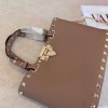 Mini Borsa Shopping Rockstud In Vitello Granato VALENTINO