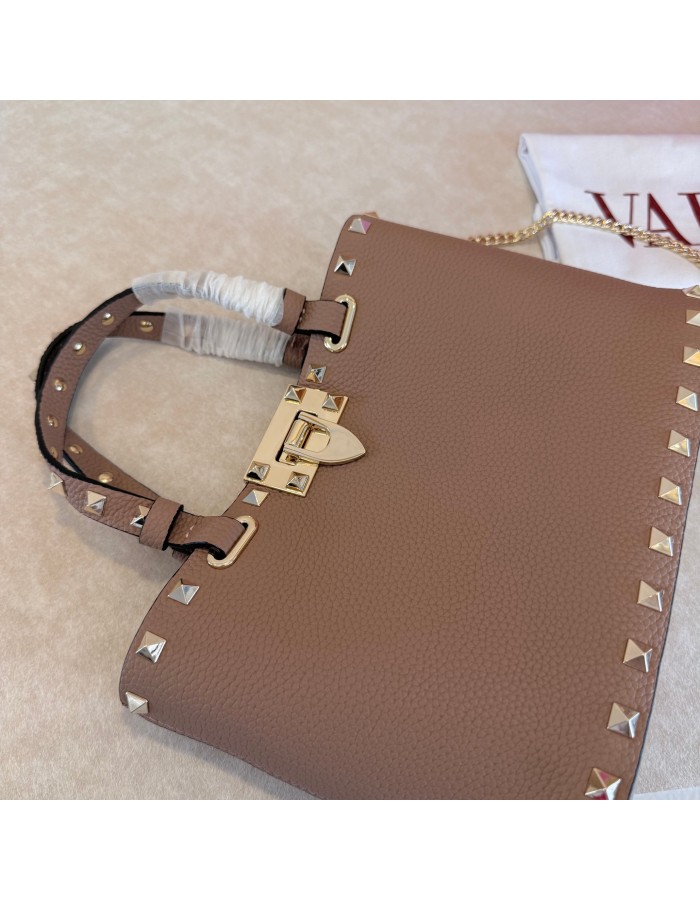 Mini Borsa Shopping Rockstud In Vitello Granato VALENTINO