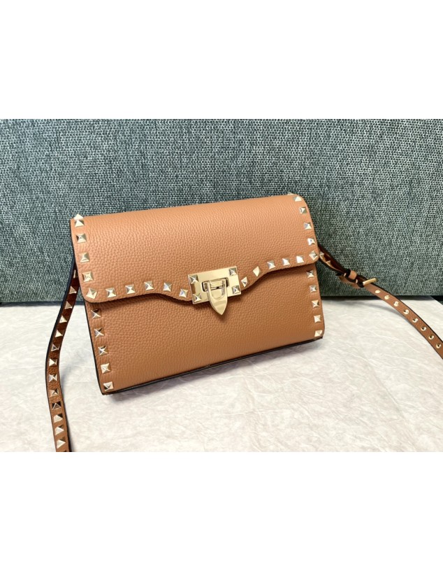 Borsa Piccola A Tracolla Rockstud In Vitello Granato VALENTINO