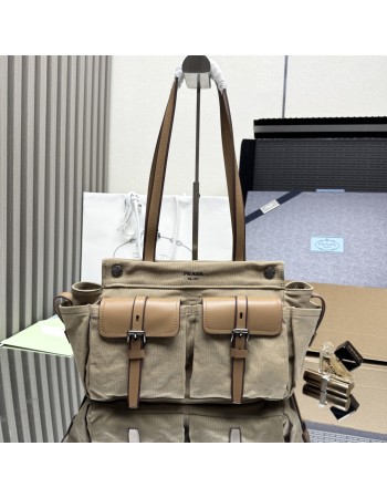 Borsa shopping Prada Route large in canvas e pelle PRADA