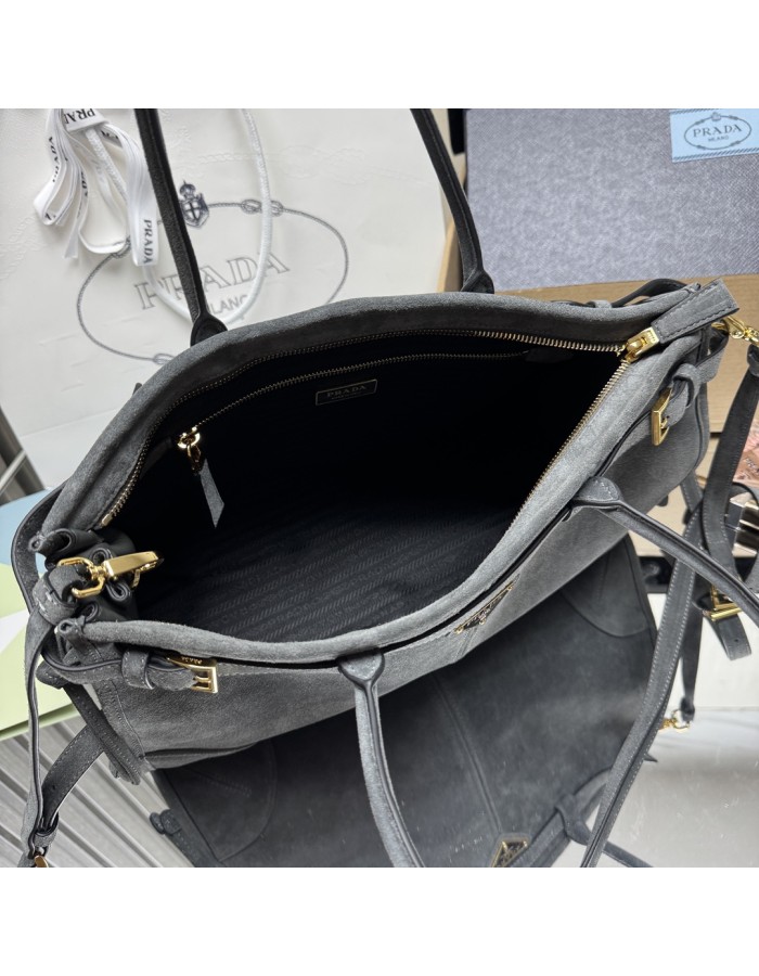Borsa a mano Prada Bonnie large in pelle scamosciata PRADA